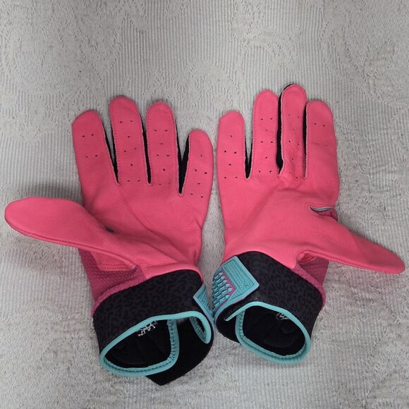 Jordan Fly Elite Batting Gloves Adult Large Pink/Turquoise Limited Edition Pair - Picture 6 of 12
